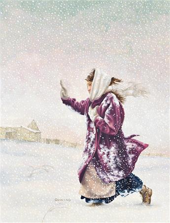 TOBY GOWING (20TH CENTURY) Addie in the snow.